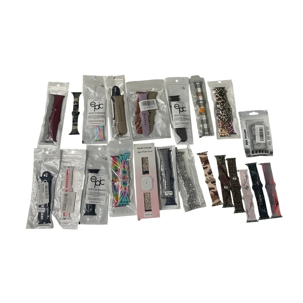 Bulk Lot Apple Watch Bands Epic Velvet Caviar Silicone Sport Leopard Camo 18pc